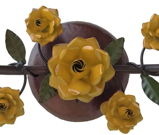 Arandela Decorativa Floral Rustico Para Ambiente Interno Libertas Rosas Artesanato Amarelo - 10