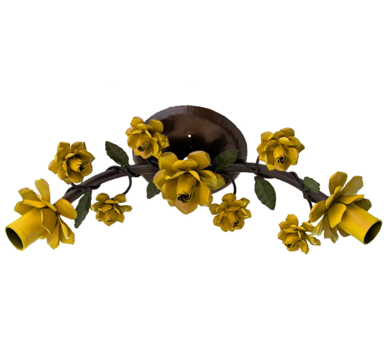 Arandela Decorativa Floral Rustico Para Ambiente Interno Libertas Rosas Artesanato Amarelo - 11