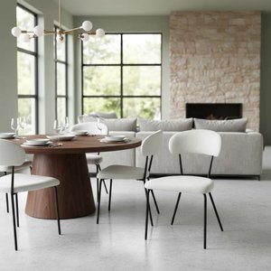 Kit 4 Cadeiras Jantar Aço Carbono Tecido Bouclê Lançamento:off Wite/preto