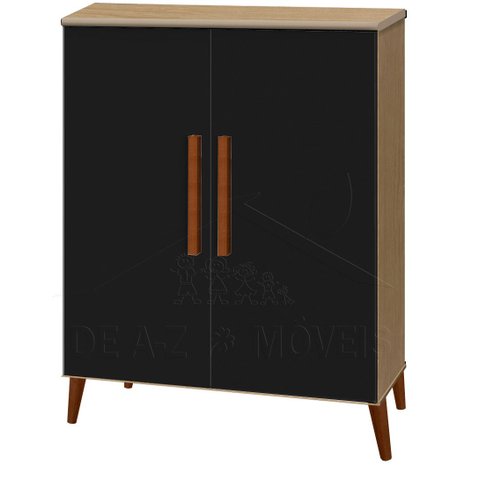 Buffet Aparador Colombia 2 Portas Balcão Retrô Fechado Cor Preto Fosco com Amêndoa Passe Bem