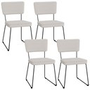 Ver imagem 1 de Kit 04 Cadeiras Decorativas Para Sala De Jantar Allana L02 Bouclê Cru - Lyam Decor