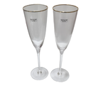 Ver imagem 2 de CJ 2 TACAS DE VIDRO P/CHAMPANHE C/BORDA DOURADA LINES 300ml wolff 29128