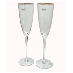 CJ 2 TACAS DE VIDRO P/CHAMPANHE C/BORDA DOURADA LINES 300ml wolff 29128 - 1 CJ 2 TACAS DE VIDRO P/CHAMPANHE C/BORDA DOURADA LINES 300ml wolff 29128 - 1