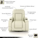 Ver imagem 3 de Poltrona do Papai Reclinável Massagem e Aquecimento Giratório Balanço 2 Porta Copos Mark Pu Bege G31