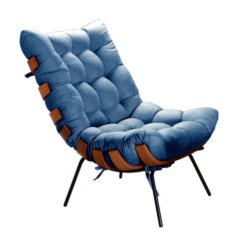 Poltrona Costela Cor:Linho Azul 330