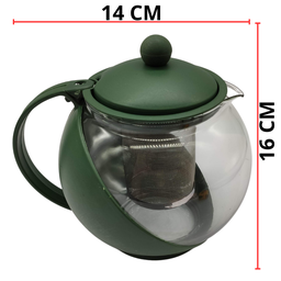 Chaleira Jarra de Vidro com Infusor Filtro Inox Bule de Chá 1,25l Verde - 7