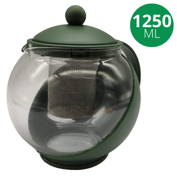 Chaleira Jarra de Vidro com Infusor Filtro Inox Bule de Chá 1,25l Verde - 2