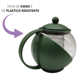 Chaleira Jarra de Vidro com Infusor Filtro Inox Bule de Chá 1,25l Verde - 8