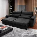 Ver imagem 5 de Sofá Retrátil Reclinável Grécia 2,50m Suede Velut Preto Molas no Assento - King House