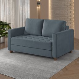 Sofá Cama Marcelle 2 Lugares 150 Casal Veludo Paris Pés de Madeira - Talento Móveis - 2