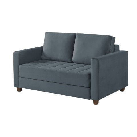 Sofá Cama Marcelle 2 Lugares 150 Casal Veludo Paris Pés de Madeira - Talento Móveis