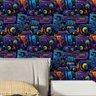 Papel de Parede 3d Auto Adesivo Arte Gamer Geek Moderna Grafite Roxo Vivo Abstrato Quarto Sala 12m - 2