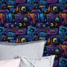 Papel de Parede 3d Auto Adesivo Arte Gamer Geek Moderna Grafite Roxo Vivo Abstrato Quarto Sala 12m - 5