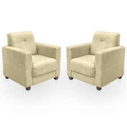 Sofá + 2 Poltrona para Sala de Estar Moderno Confortável Veneza Suede - 4