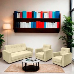 Sofá + 2 Poltrona para Sala de Estar Moderno Confortável Veneza Suede - 2