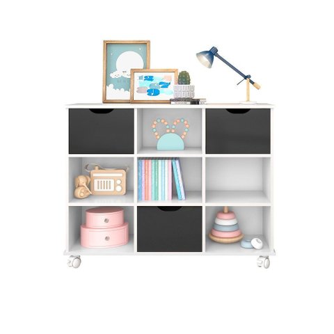 Nicho Organizador Branco com 3 Gavetas Pretas 1478 Qmovi