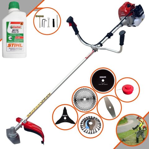 Roçadeira Bcj620 Kawashima À Gasolina 62cc 3hp 10.000rpm Completa 6 em 1 + Óleo Stihl 2t