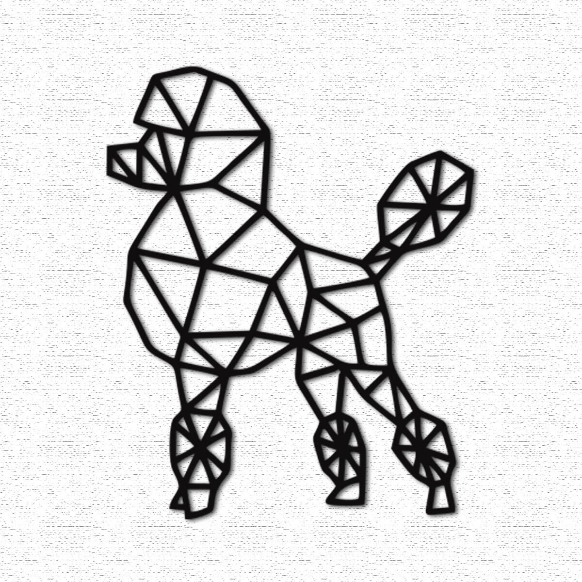 Escultura de Parede Cachorro Poodle Geométrico Woodhead 60x48 cm
