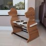 Comedouro Elevado Duplo Cachorro Porte Grande Pet Mdf Regulagem Altura Amadeirado - 5