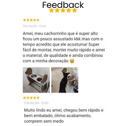 Comedouro Elevado Duplo Cachorro Porte Grande Pet Mdf Regulagem Altura Amadeirado - 6