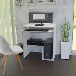 Escrivaninha Computador 690x420 C/ Suporte Cpu e Impressora - Branco - 3