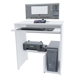 Escrivaninha Computador 690x420 C/ Suporte Cpu e Impressora - Branco - 5