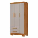 Ver imagem 3 de Guarda-Roupa Multiuso com 3 Portas e 2 Gavetas Ébano Marrom/Cinamomo/Off White