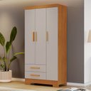 Ver imagem 1 de Guarda-Roupa Multiuso com 3 Portas e 2 Gavetas Ébano Marrom/Cinamomo/Off White