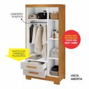 Ver imagem 6 de Guarda-Roupa Multiuso com 3 Portas e 2 Gavetas Ébano Marrom/Cinamomo/Off White