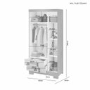 Ver imagem 4 de Guarda-Roupa Multiuso com 3 Portas e 2 Gavetas Ébano Marrom/Cinamomo/Off White