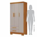 Ver imagem 5 de Guarda-Roupa Multiuso com 3 Portas e 2 Gavetas Ébano Marrom/Cinamomo/Off White