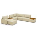 Ver imagem 1 de Sofá de Canto Decorativo Sala de Estar 603cm Modulado Takashi com Chaise e Puffs Bouclê Bege G45-gr