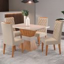 Ver imagem 1 de Mesa de Jantar 4 Lugares Cansas Mel/Blonde/Nude - Panorama Móveis