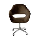 Ver imagem 1 de Poltrona Zara Giratória com Rodinhas Veludo Marrom 260 Bella Decor
