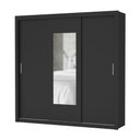 Ver imagem 2 de Guarda-Roupa Casal com Espelhos 3 Portas de Correr e 4 Gavetas 186cm Multimóveis CR35572 Preto