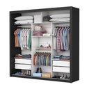 Ver imagem 5 de Guarda-Roupa Casal com Espelhos 3 Portas de Correr e 4 Gavetas 186cm Multimóveis CR35572 Preto