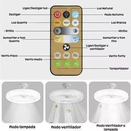 Ventilador Teto: Luz Led e Ventilação Oscilante 30w Controle - 2