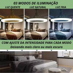 Ventilador Teto: Luz Led e Ventilação Oscilante 30w Controle - 3