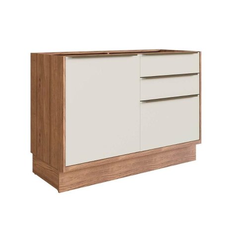 Gabinete P/ Pia Cozinha Balcão Versalis Ph 3038 C/ 1 Porta e 3 Gavetas S/ Tampo 120cm Freijo/argila