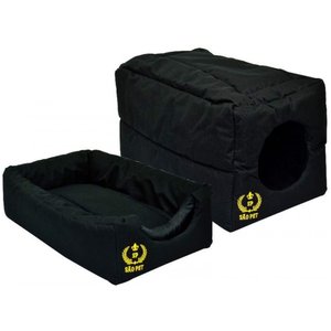 Caminha para Cães e Gatos Modelo 2 em 1: Toca, Tenda ou Tunel e Cama São Pet M 50x33x33cm - Preto