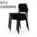 Ver imagem 1 de Kit 4 Cadeiras de Escritório Empilhável Hotelaria Hospital Auditório Fit Preto