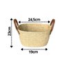 Cesto Fibra Natural Palha Trançada Bege com Alça Marrom Couro Sintético 25cm X 16cm - Paramount - 4
