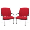 Ver imagem 1 de Kit 02 Cadeiras de Escritório Recepção com Braço Fixa Cromada Magno P03 Crepe Vermelho - Lyam