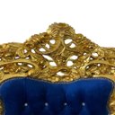 Ver imagem 7 de Poltrona Clássica Azul com Dourado a:133 L:92 P:90 Elegância e Sofisticação para Ambientes Refinados
