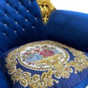 Ver mais imagens de Poltrona Clássica Azul com Dourado a:133 L:92 P:90 Elegância e Sofisticação para Ambientes Refinados
