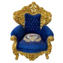 Ver imagem 1 de Poltrona Clássica Azul com Dourado a:133 L:92 P:90 Elegância e Sofisticação para Ambientes Refinados