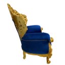 Ver imagem 5 de Poltrona Clássica Azul com Dourado a:133 L:92 P:90 Elegância e Sofisticação para Ambientes Refinados