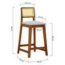 Ver imagem 6 de Banqueta Gabi Madeira Maciça Encosto Telinha C- 68cm Altura - Amêndoa Assento Estofado Linho Bege