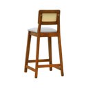Ver imagem 3 de Banqueta Gabi Madeira Maciça Encosto Telinha C- 68cm Altura - Amêndoa Assento Estofado Linho Bege