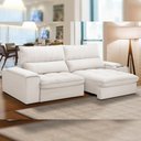 Ver imagem 3 de Sofá Retrátil Reclinável para Sala de Estar Living 230cm Nápoles F04 Bouclê Off White - Lyam Decor